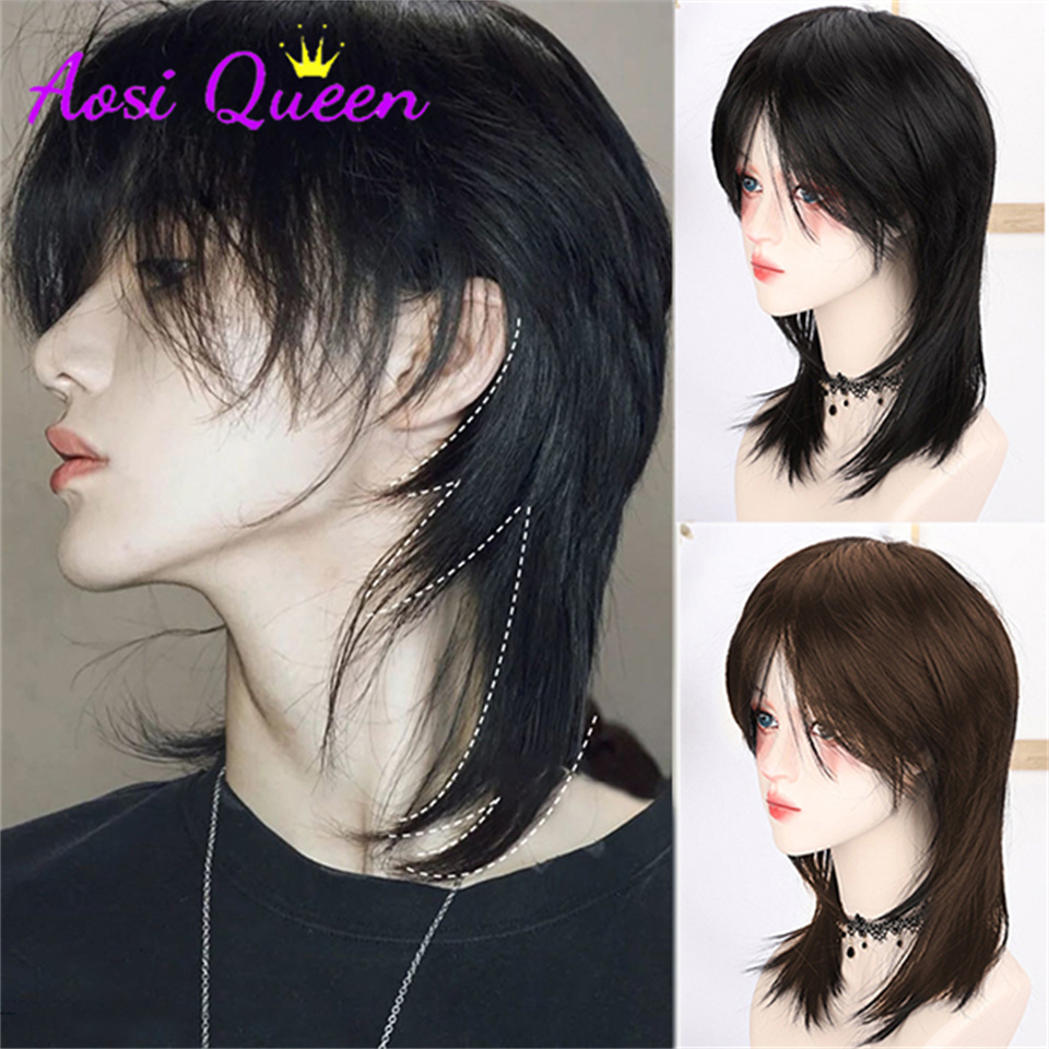 Wig Fiber Net - AS-Perücke, weiblich, kurzes Haar, schwarzer Wolfsschwanz,