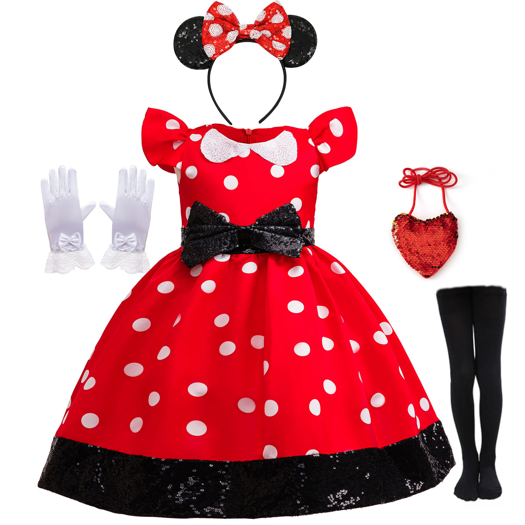 Cosplay Prop Bow - Niedliches Kleines Mädchen Prinzessinnenkleid Rot-Weiß Gepunktet